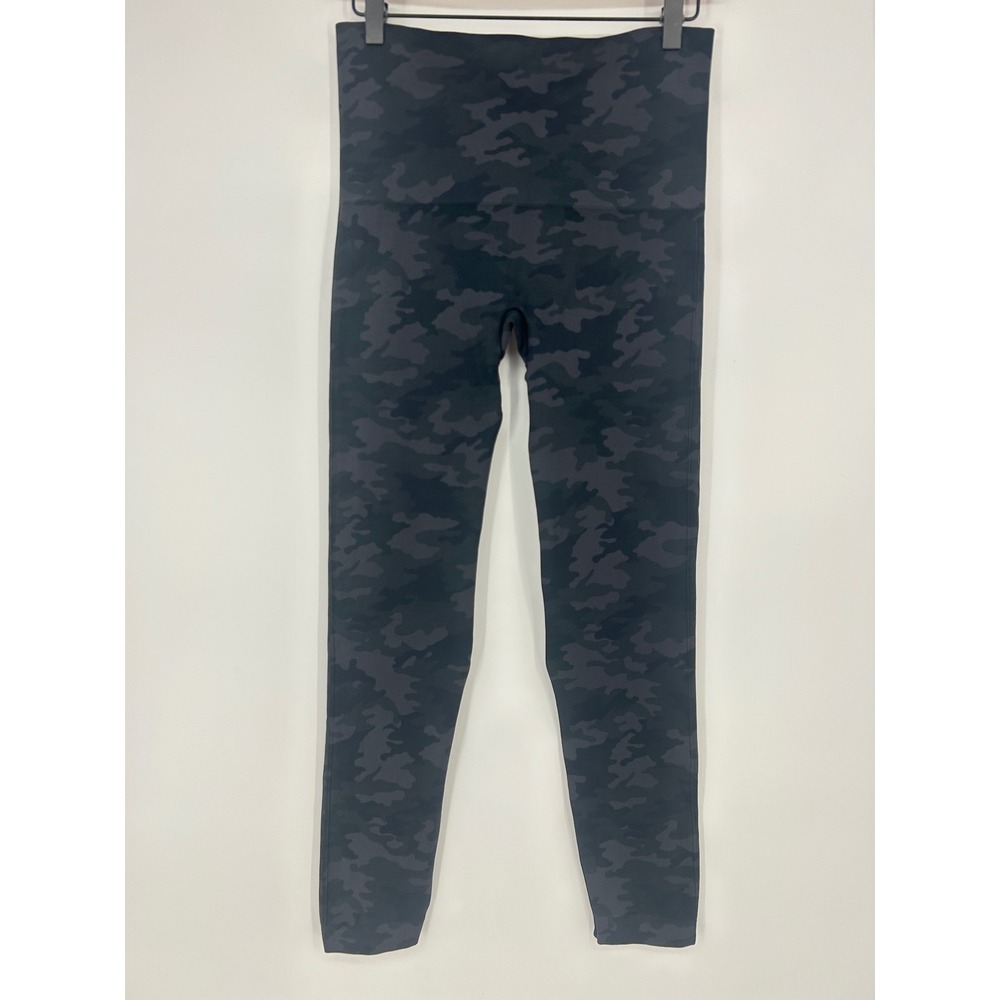 Spanx Look At Me Now Leggings In Black Camo- Women's Size XL- Athleisure Pull On